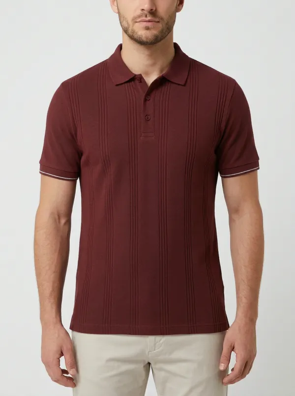 Men's Classic Smart Casual Vertical Stripe Polo Shirt
