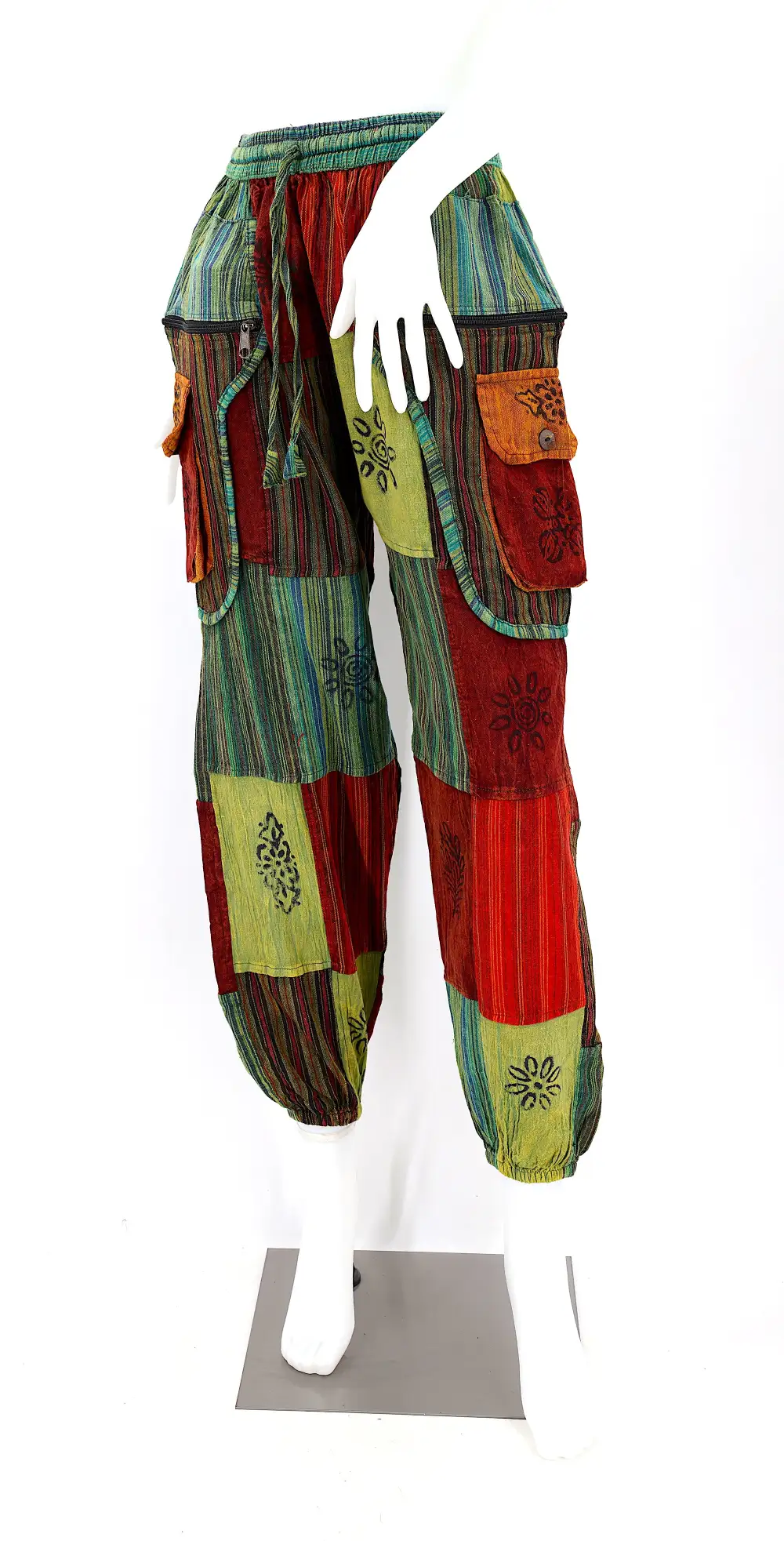 Women's Textured Harem Patchwork Festival Pants