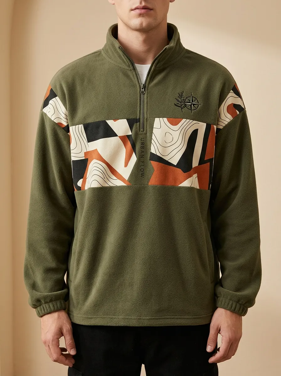 Half-Zip Topographic Abstract Men's Half-Zip Sweatshirt