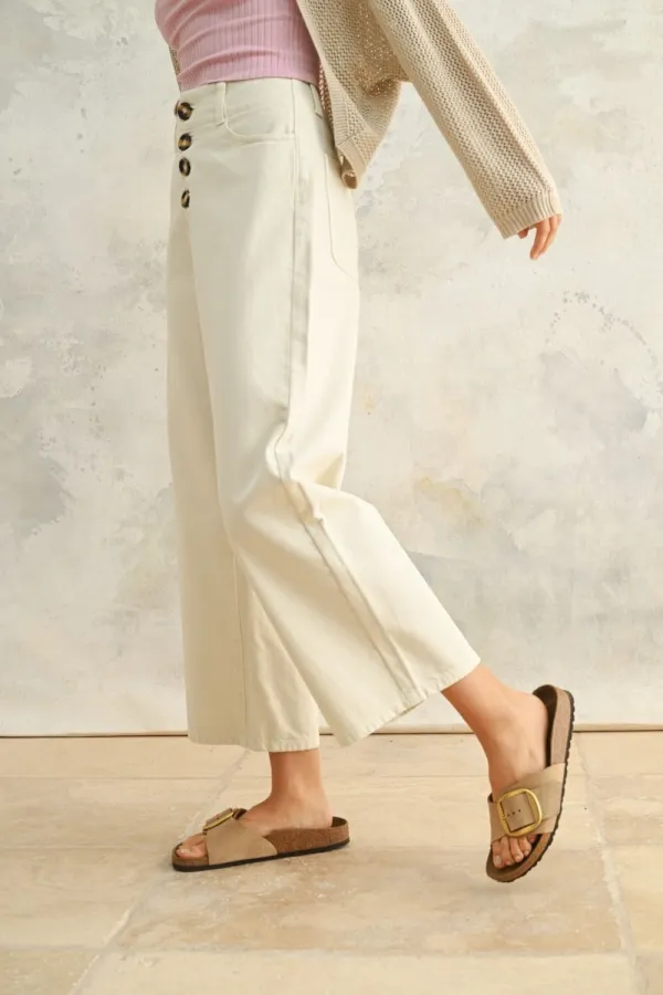 Button Front Cotton Pants