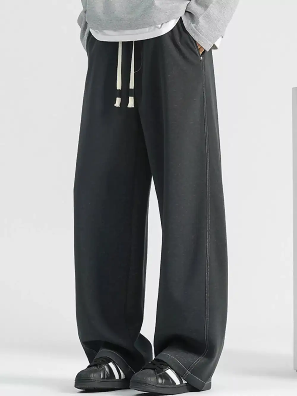 Men’s Plus Size Drawstring Wide Leg Jeans