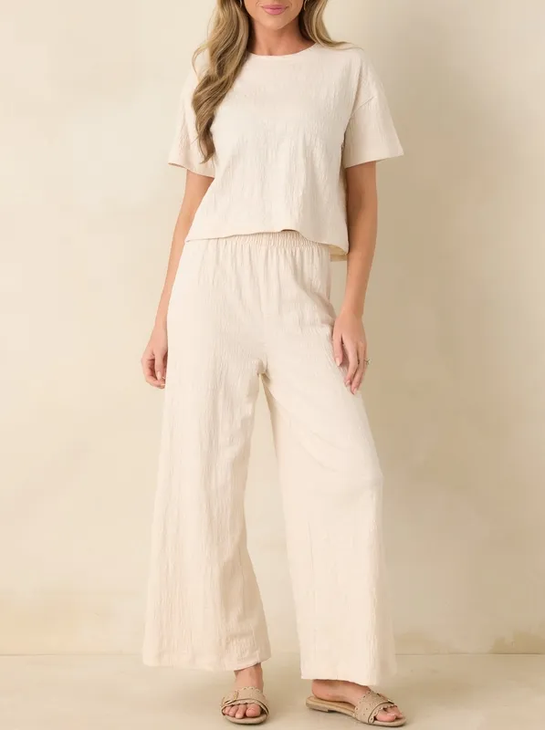 Ivory Textured Cropped Tee
