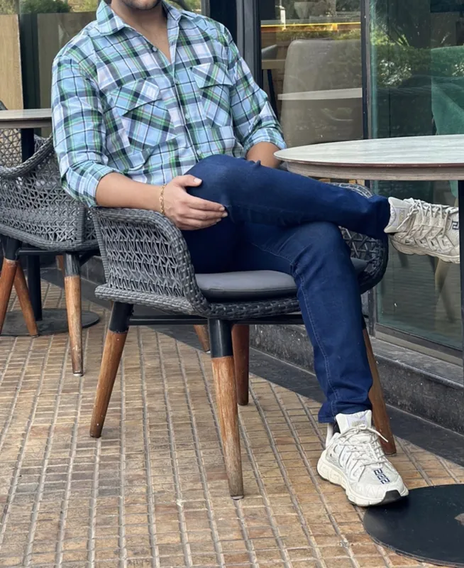 Blue Checked Casual Shirt