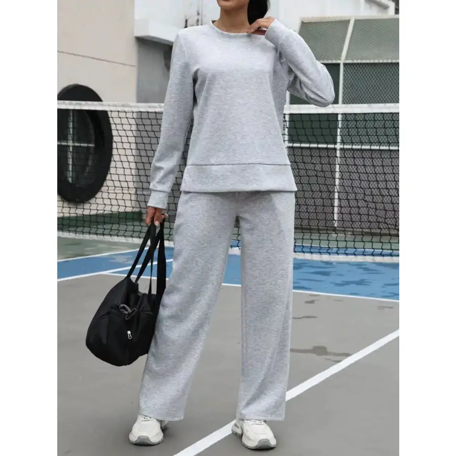 Round Neck Sweatshirt and Pants Set