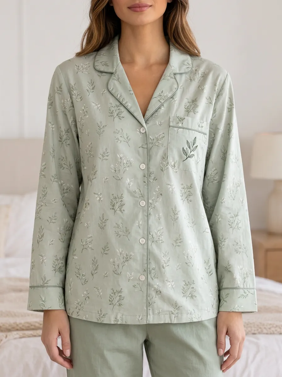 Botanical Printed Pajama Shirt