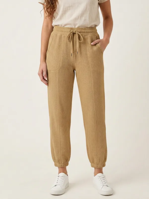 Women's Casual Waffle Knit Drawstring Jogger Pants