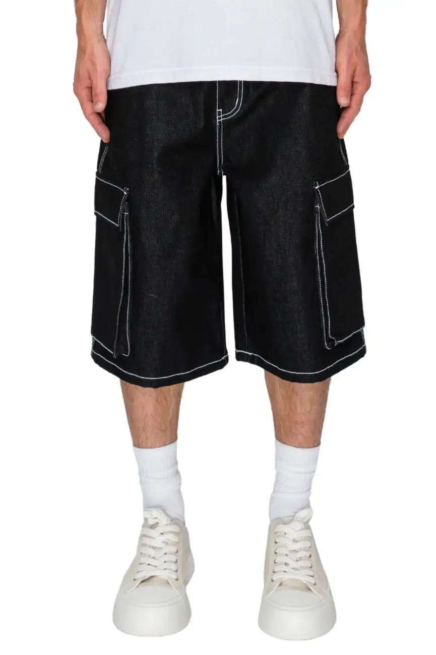 Men's Baggy Fit Cargo Raw Denim Shorts