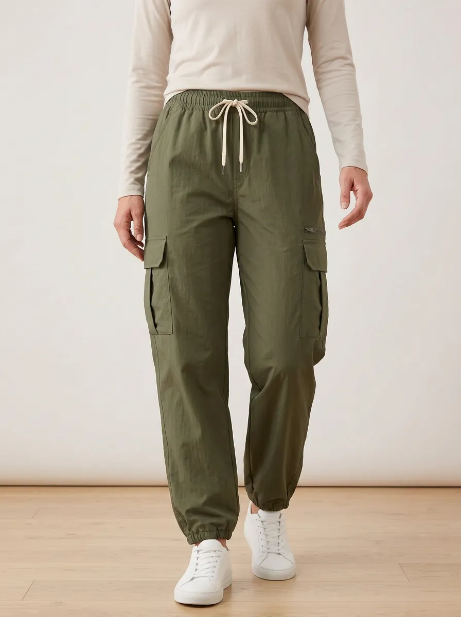 Elastic-Waist Breathable Breathable Cargo Pants