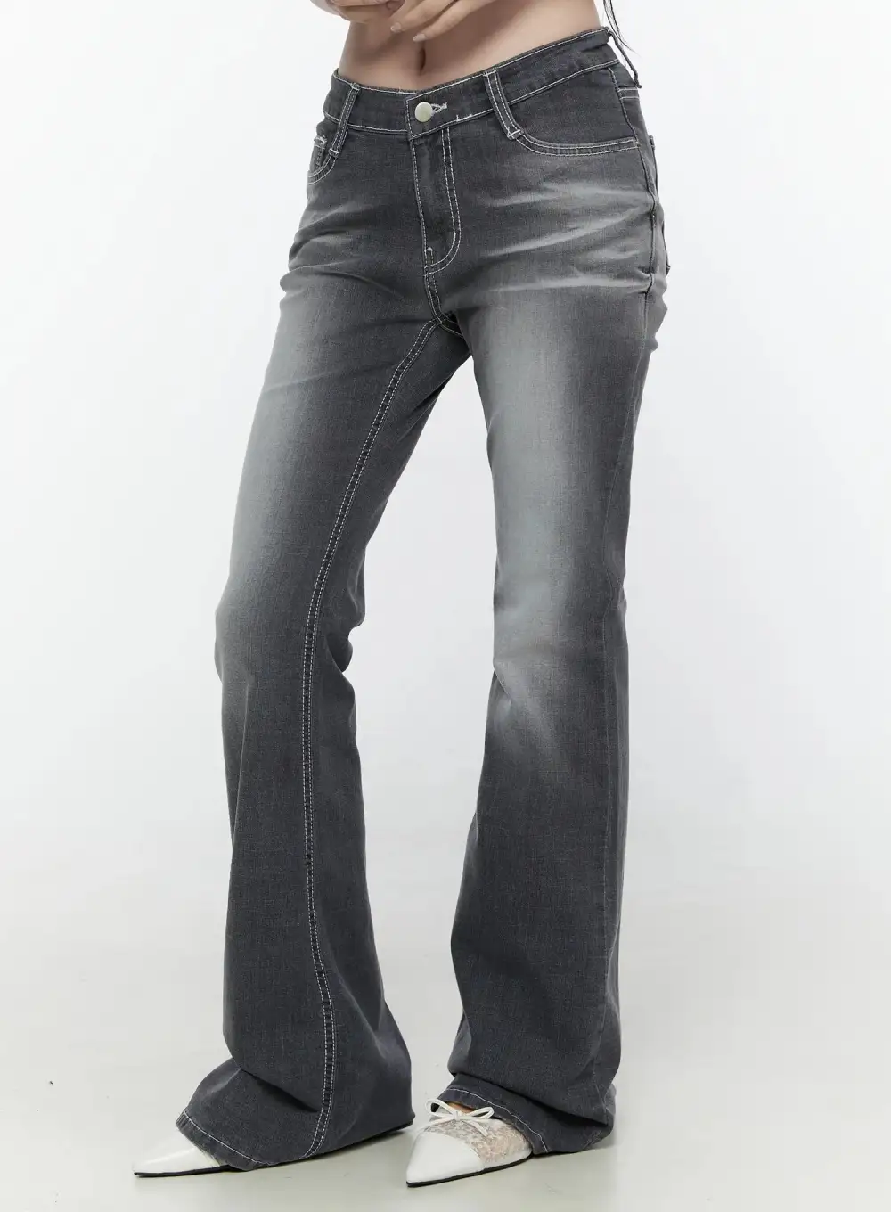 Slim-Fit Wash Bootcut Jeans