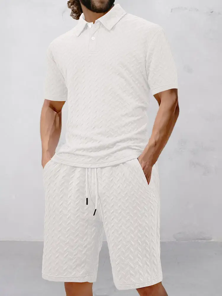 Casual Jacquard Textured Matching Set