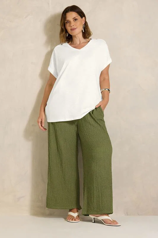 Ivory White Button Shoulder T-Shirt detail 1