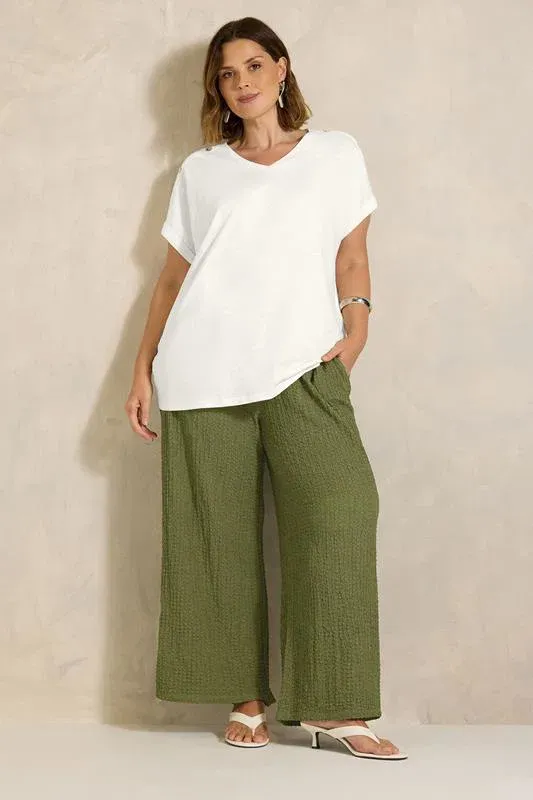 Ivory White Button Shoulder T-Shirt
