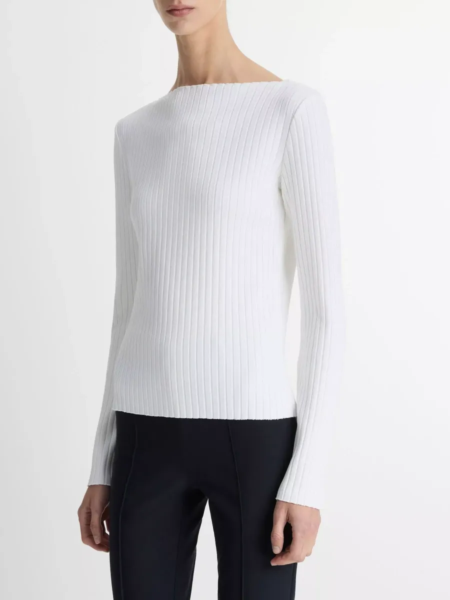 Ribbed Boat Neck T-Shirt