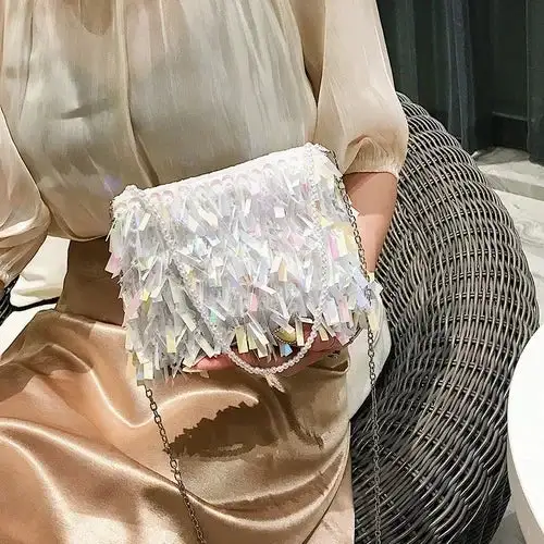 Glamorous Detail: Rhinestone Tassel Messenger Bag