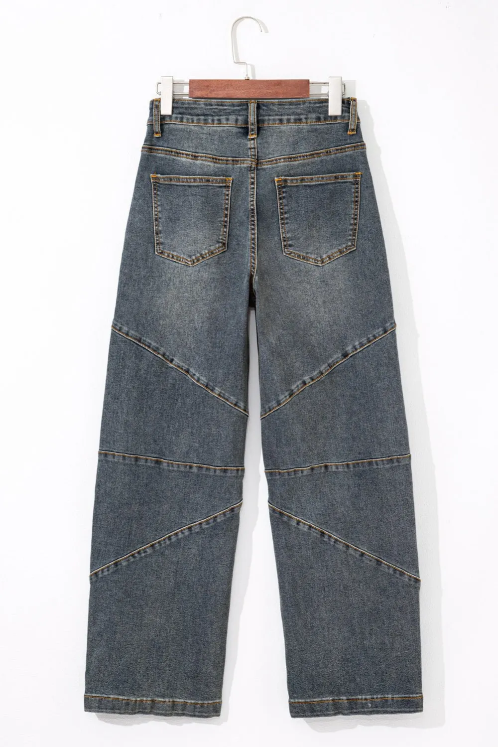 High Waist Straight Leg Pocketed Washed Casual Jeans
