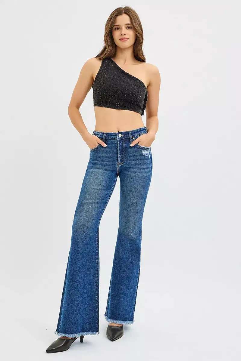 Classic High Waist Flare Leg Denim Jeans