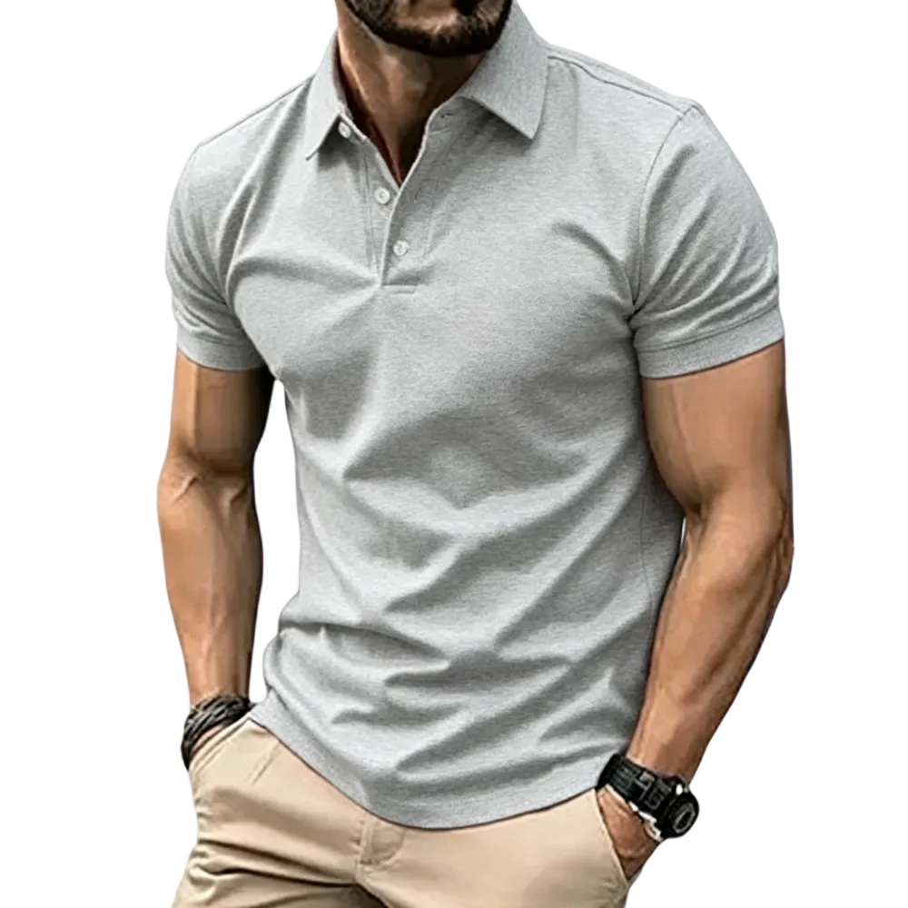 Men’s Casual Business Polo Shirts, Simple and Comfortable, Skin-Friendly Polyester Fabric with Slight Stretch