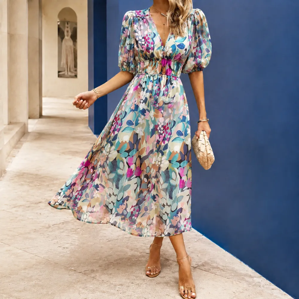 Printed A-Line Maxi Dress