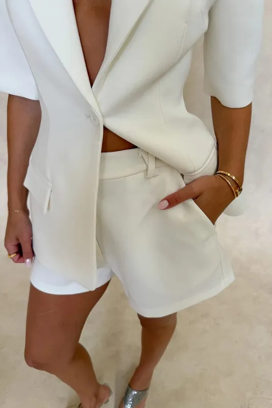 White Tailored Shorts