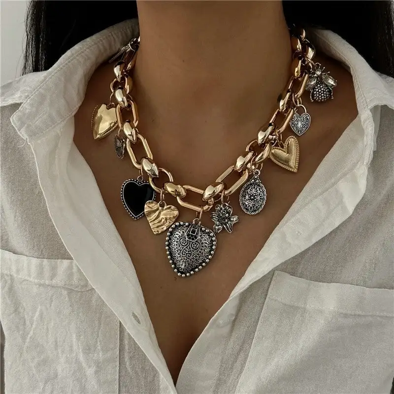 Metal Heart Pendant Necklace