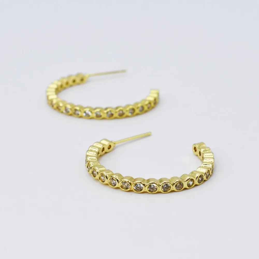 Sculpted Crystal Accent Hoop Earrings