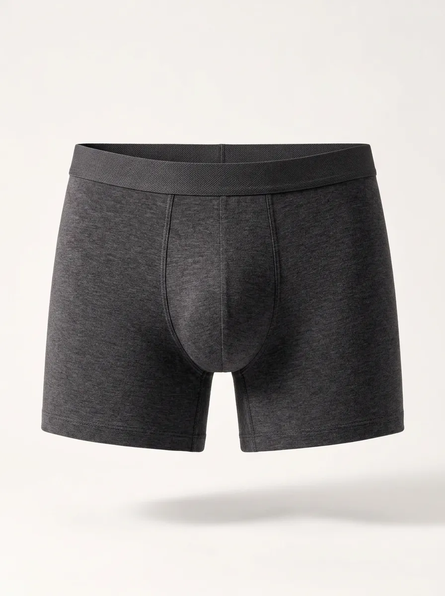 Men's Charcoal Grey Solid Color Printed Boxer Briefs