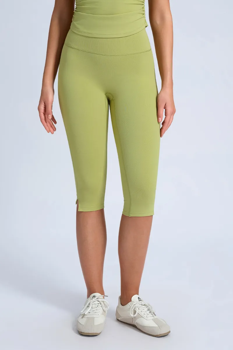 High-Waist Side-Slit Sculpting Capri Leggings