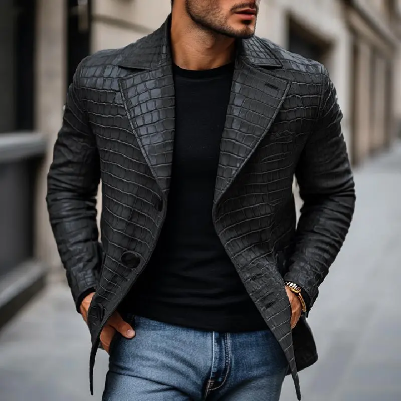 Textured Leather Blazer