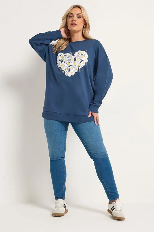 Blue Daisy Print Studded Sweatshirt detail 1
