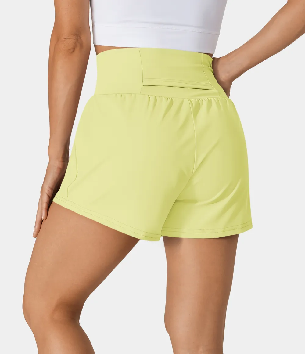 2026🔥  Super High Waisted Back Pocket & Side Hidden Pocket 2-in-1 Yoga Shorts 2.5
