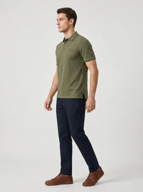 Mountain-Detail Outdoor-Inspired Men's Polo Shirt