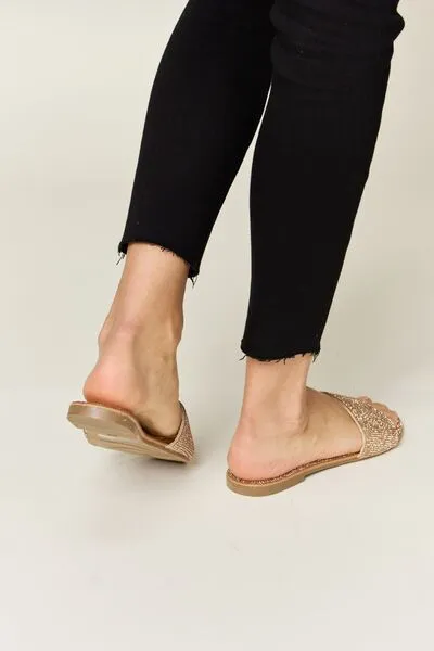 Open-Toe Rhinestone Heeled Sandals