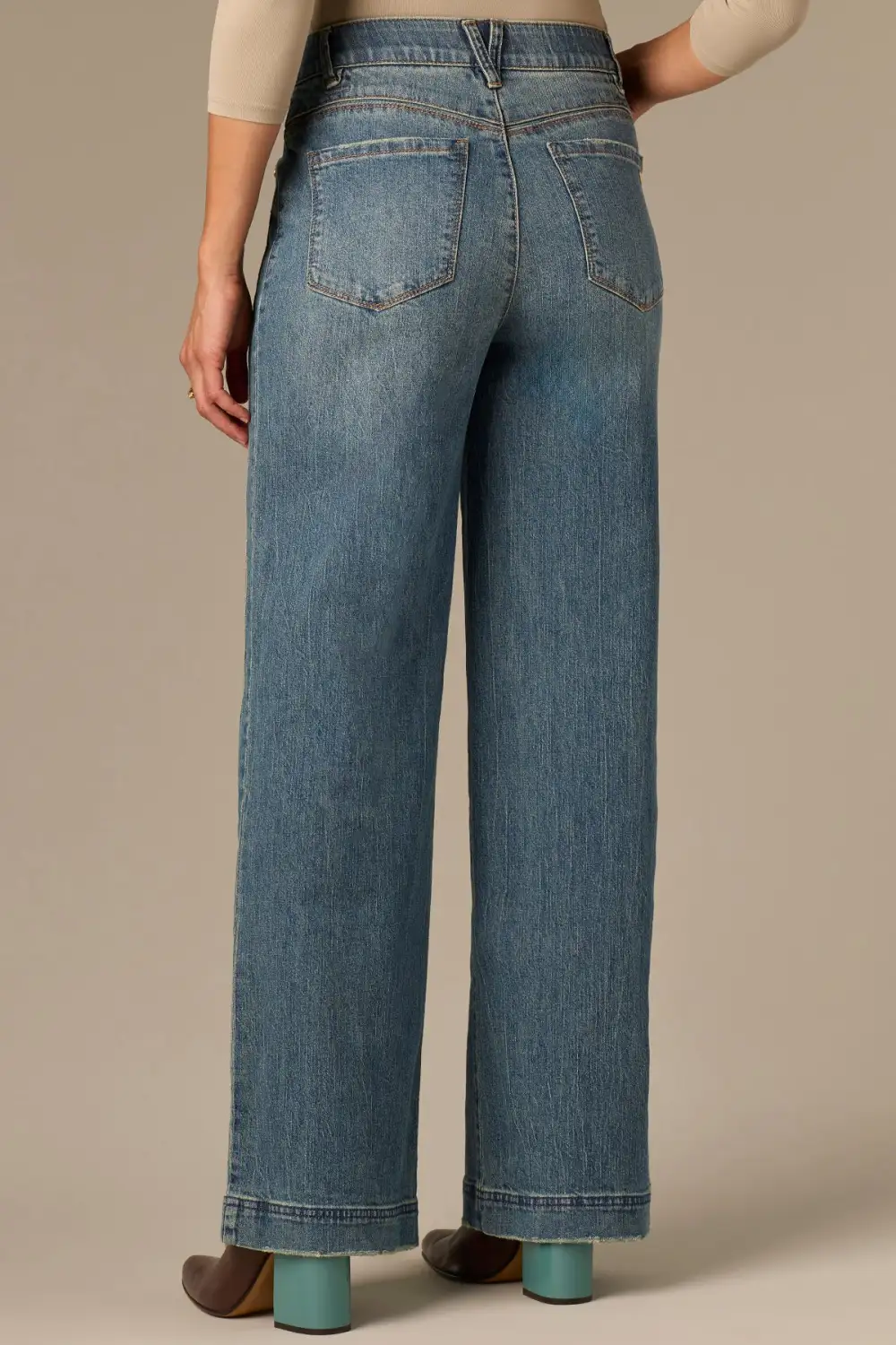   Double Side Seam Wide Leg Jeans