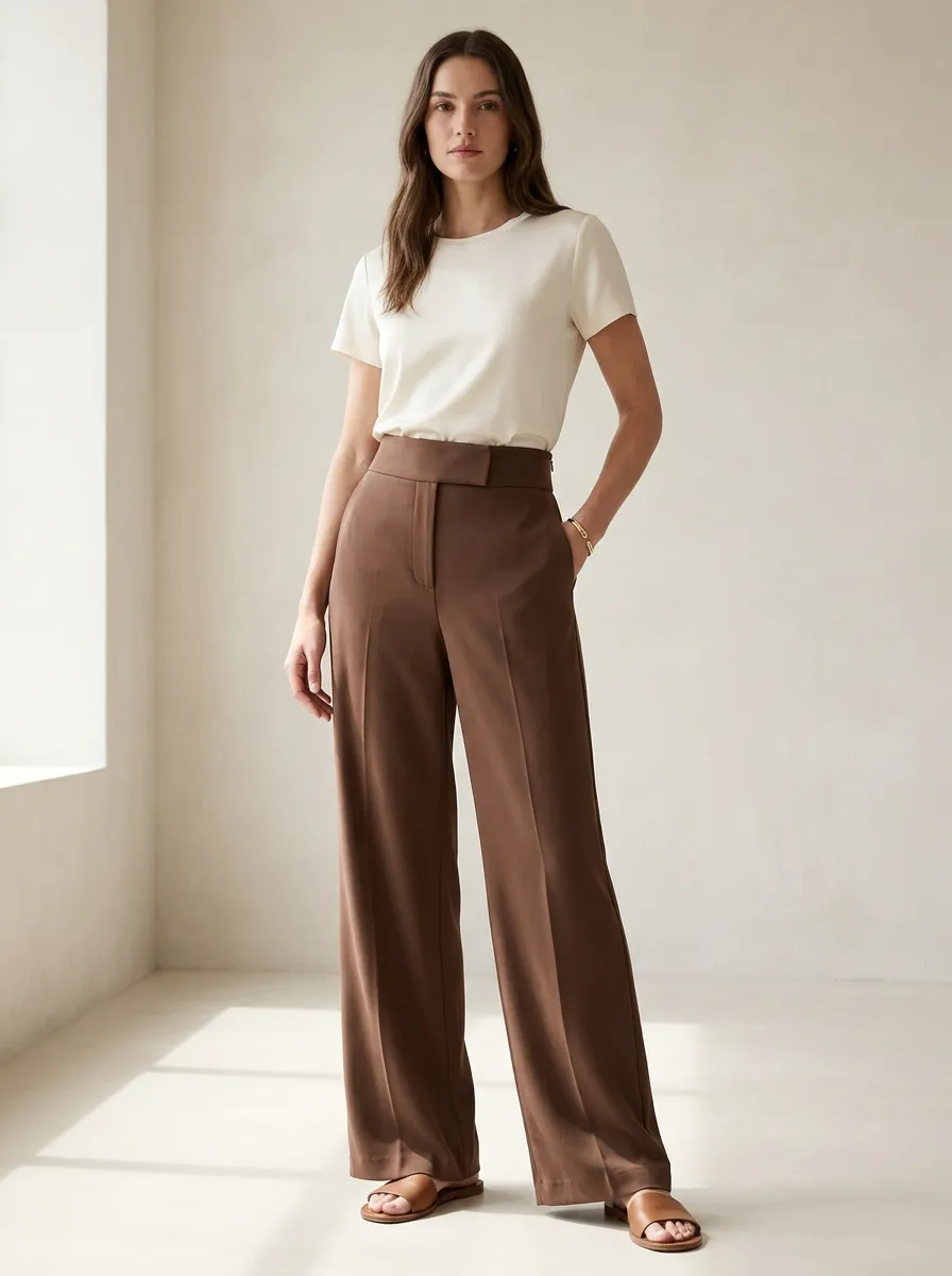 Draped Women's Wide-Leg Trousers