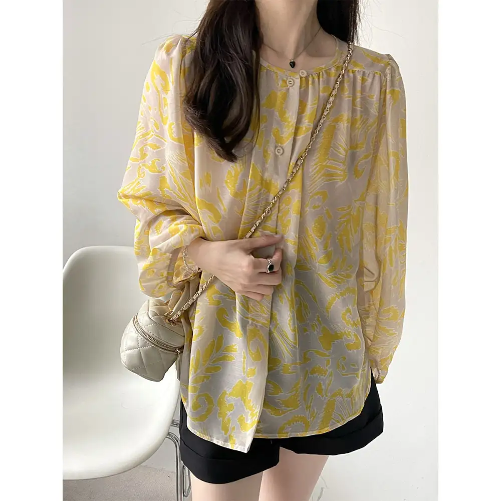 Comfort Printed Loose Long Sleeve Shirt