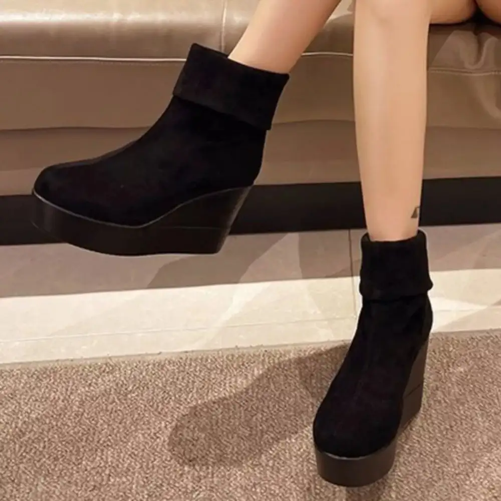 Round Toe Wedge Boots