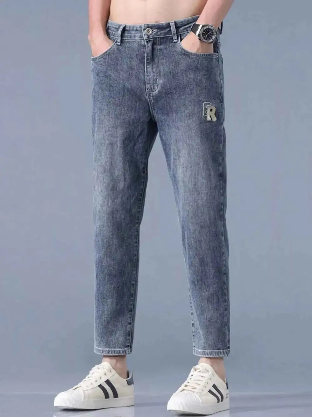 Straight-Leg Wash Jeans