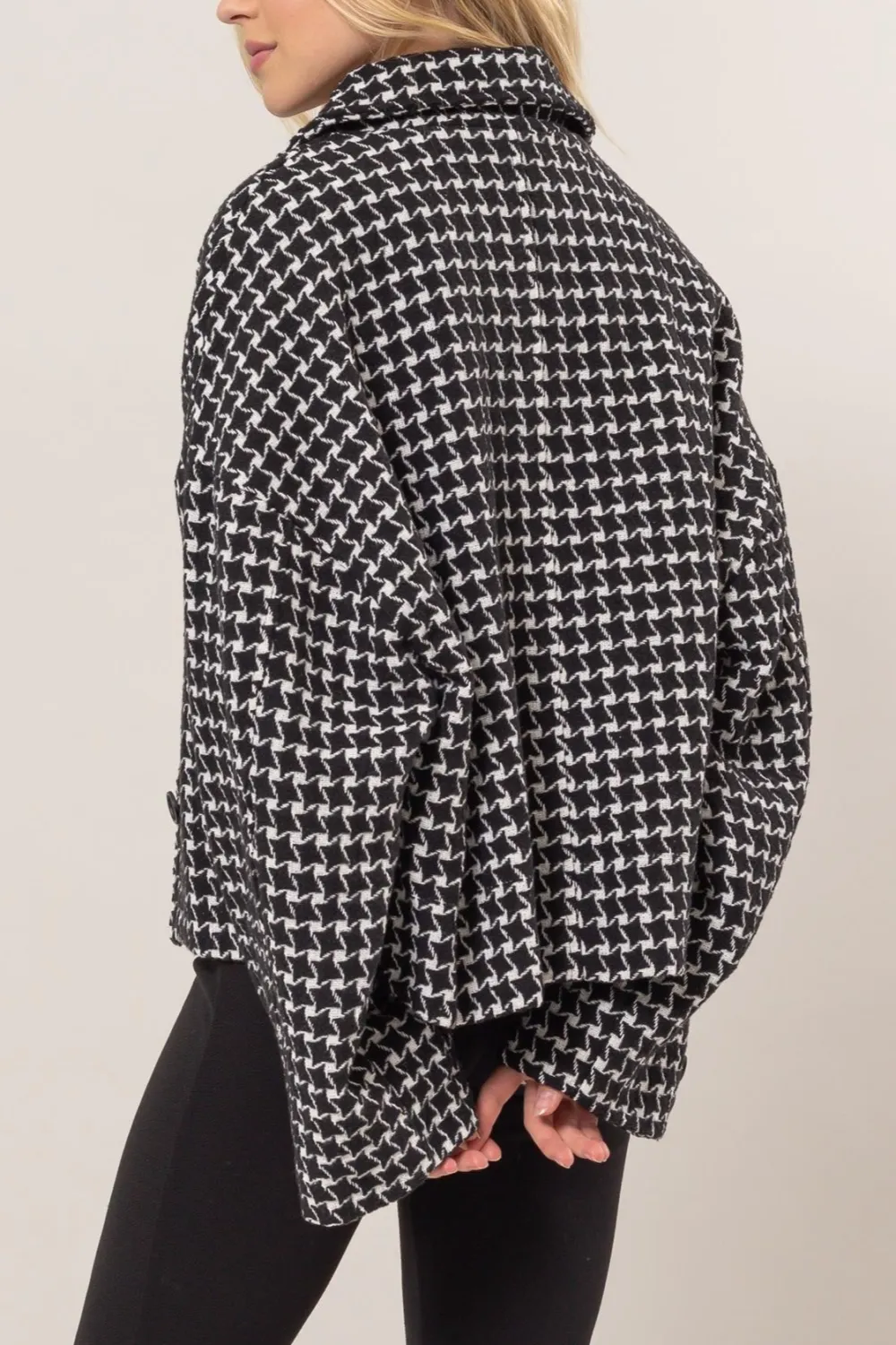 Collared Tweed Plaid Jacket