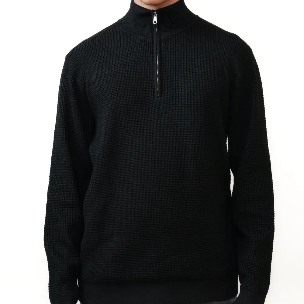 Regular Fit Ribbed Half Zip Sweater