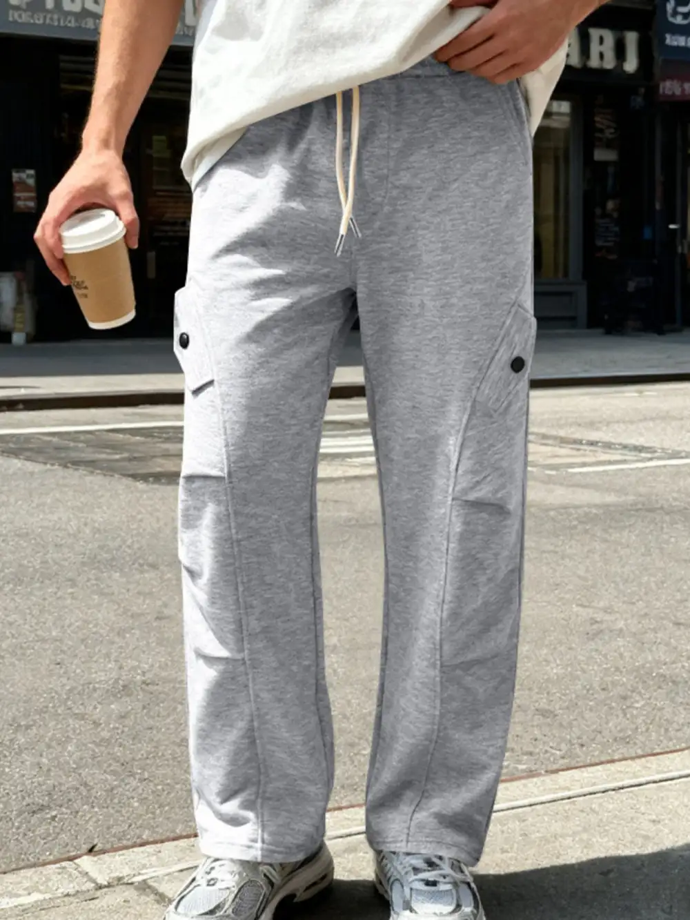 Men's Full Size Casual Cargo Pants with Drawstring