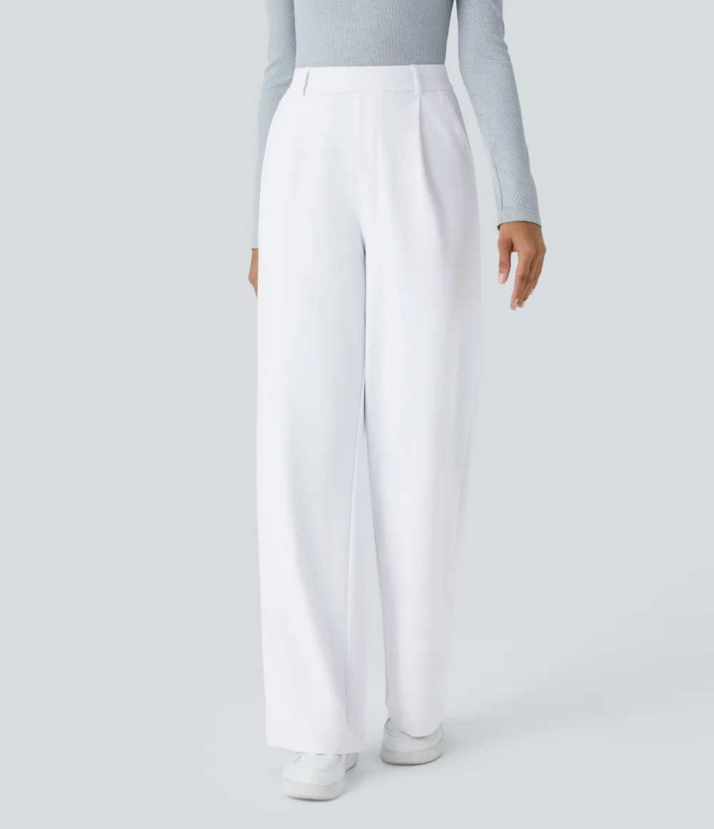 2026🔥  High Waisted Pocket Straight Leg Work Pants
