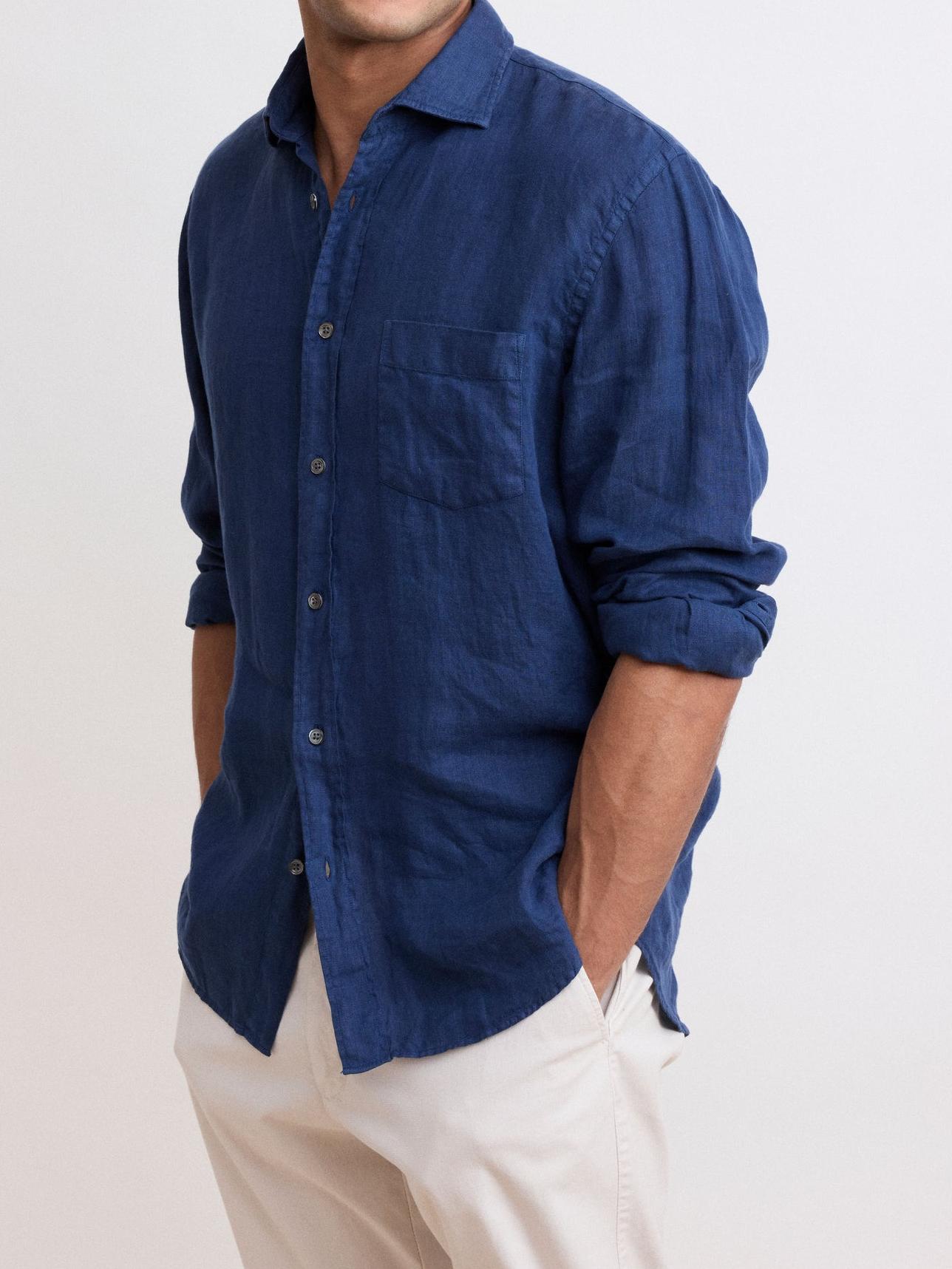 Casual Soft And Comfortable Daily Dark Blue Shirt