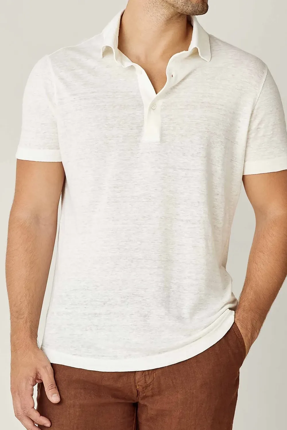 Breathable Polo Linen Jersey-Green