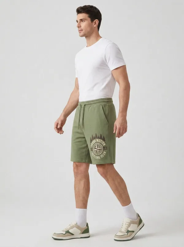 Men's Drawstring Elastic-Waist Printed Sweat Shorts