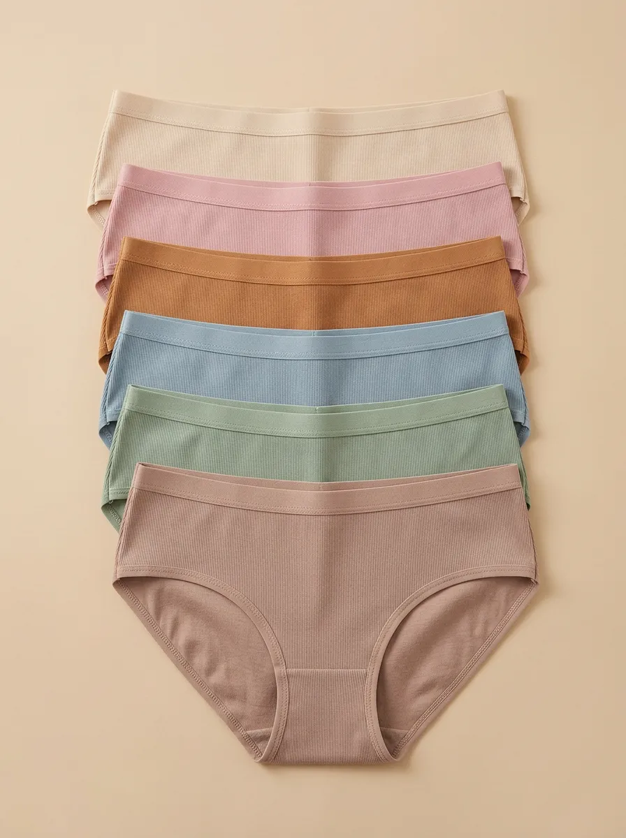 Women's Minimalist Ribbed Mid-Rise Briefs 6-Pack