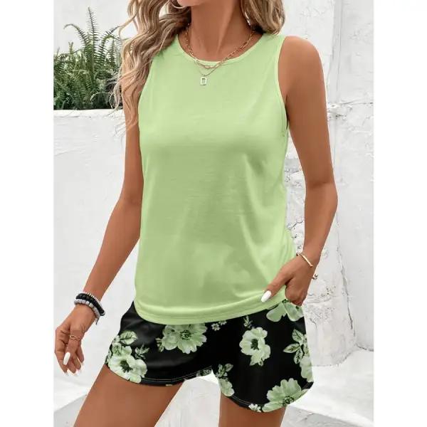 Relaxed Round Neck Tank and Shorts Set