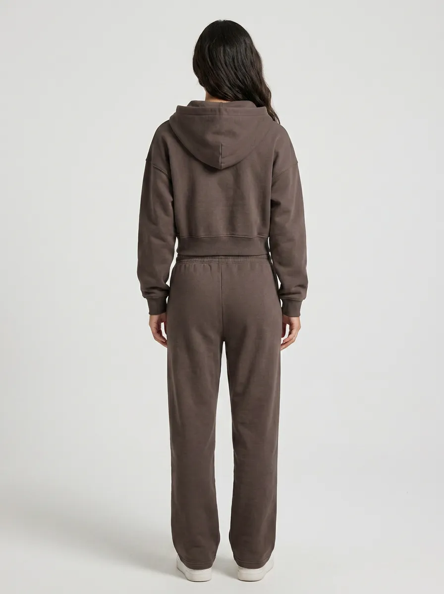Cropped Zip-Up Jogger Minimal Women's Cropped Zip-Up Hoodie Jogger Active Set
