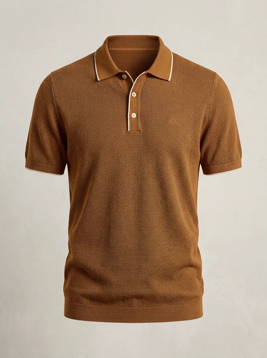 Mountain-Detail Embroidered-Detail Men's Polo Shirt