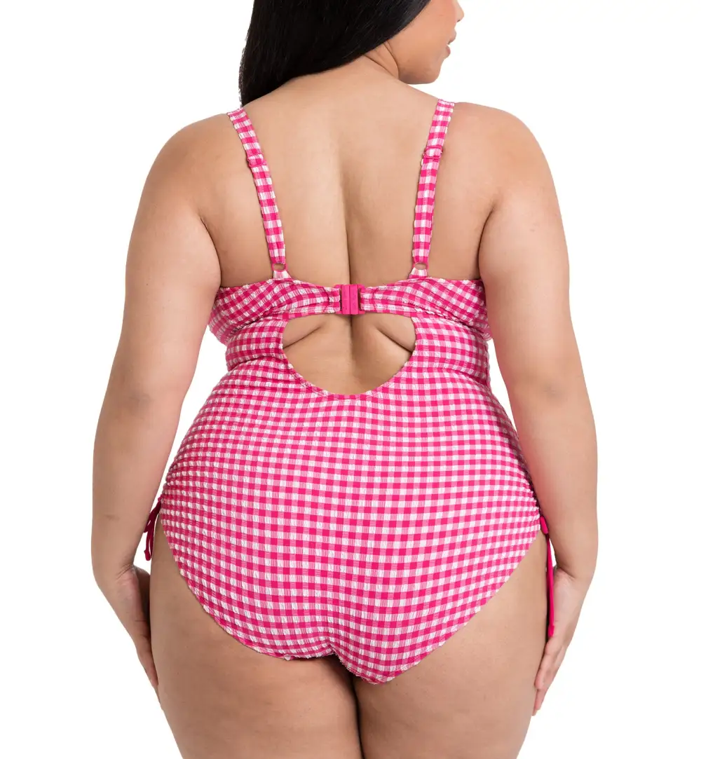 Check-Print Wire-Free One-Piece Swimsuit