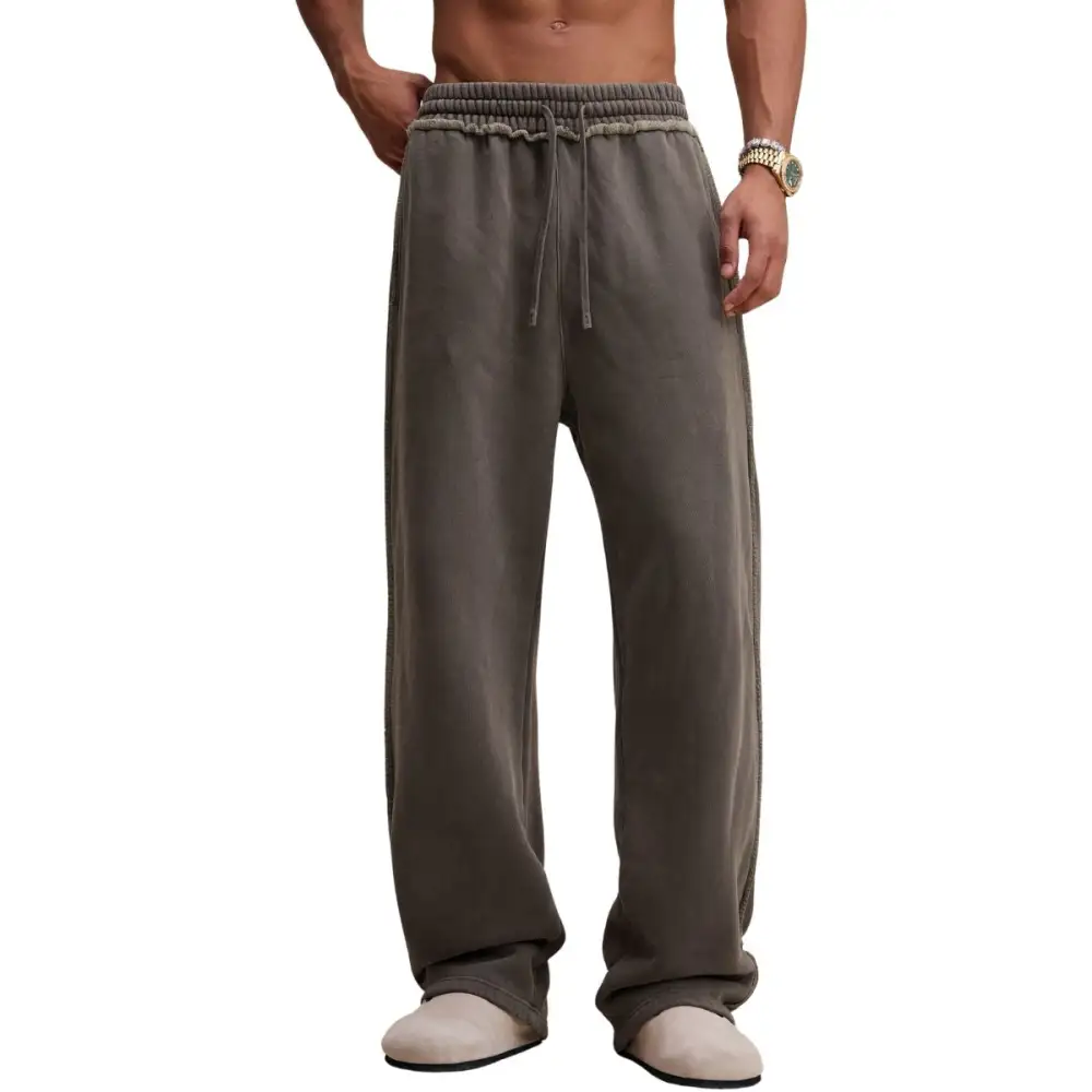Raw Edge Straight Leg Fleece Men's Sweatpants